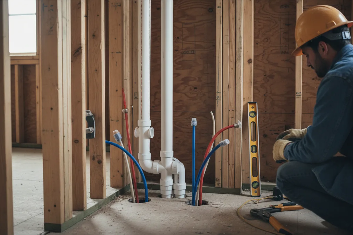 Drain and supply rough-in during Leak Detection in Paoli